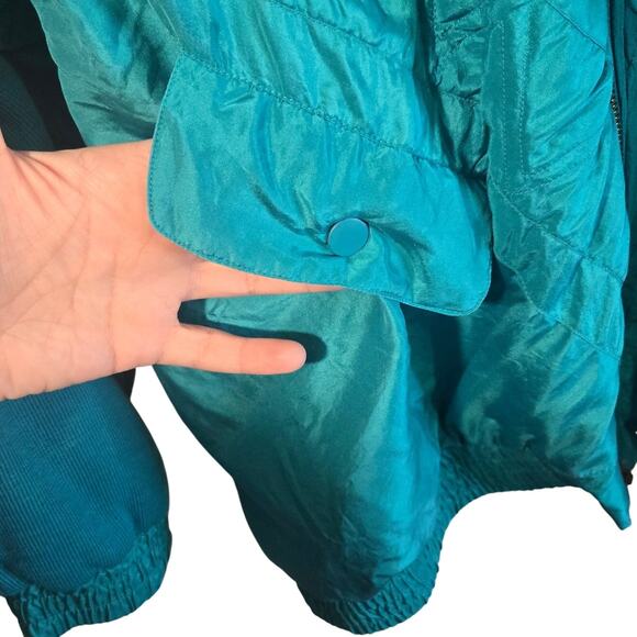 Lady Lavon Vintage Silk-Blend Jacket – Size 2X | Teal Blue [0398] - Picture 4 of 8